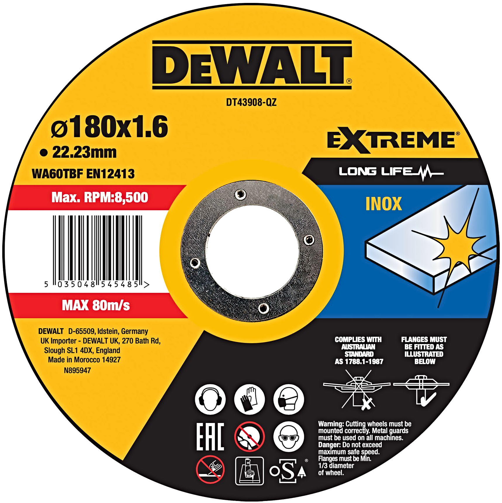 Levně DeWALT DT43908 řezný kotouč na nerez 180x1.6mm