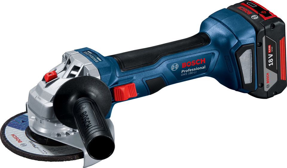 Levně BOSCH GWS 180-LI (2x4Ah) bezuhlíková aku úhlová bruska