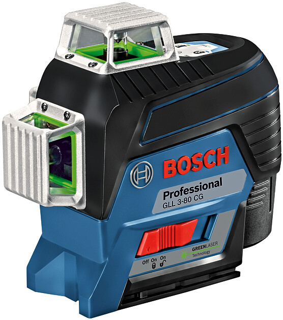 Levně BOSCH GLL 3-80 CG (1x2Ah) křížový laser se zeleným paprskem 3x360