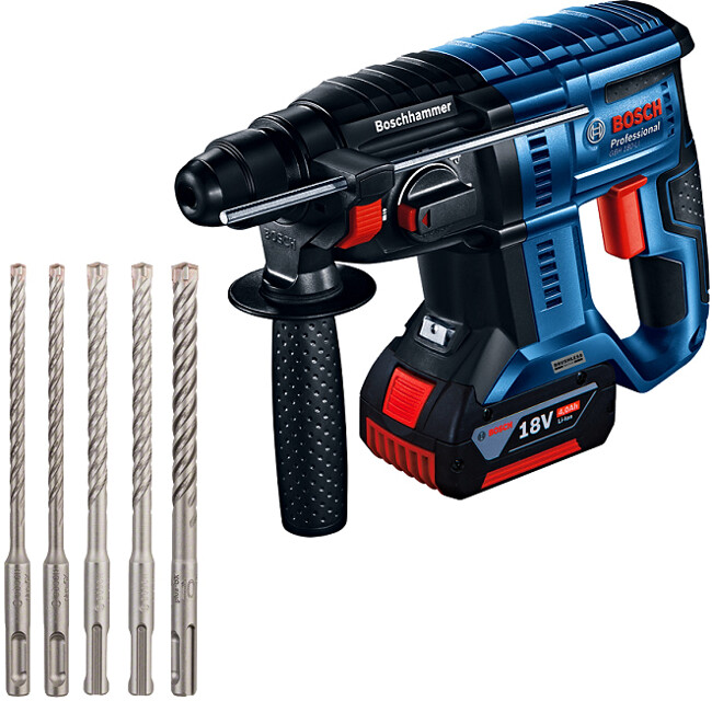 BOSCH GBH 180-LI (1x4Ah) aku vrtací kladivo + sada vrtáků SDS-plus