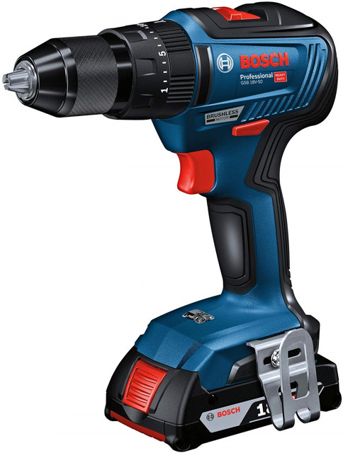 BOSCH GSB 18V-50 (2x2Ah) bezuhlíková aku příklepová vrtačka