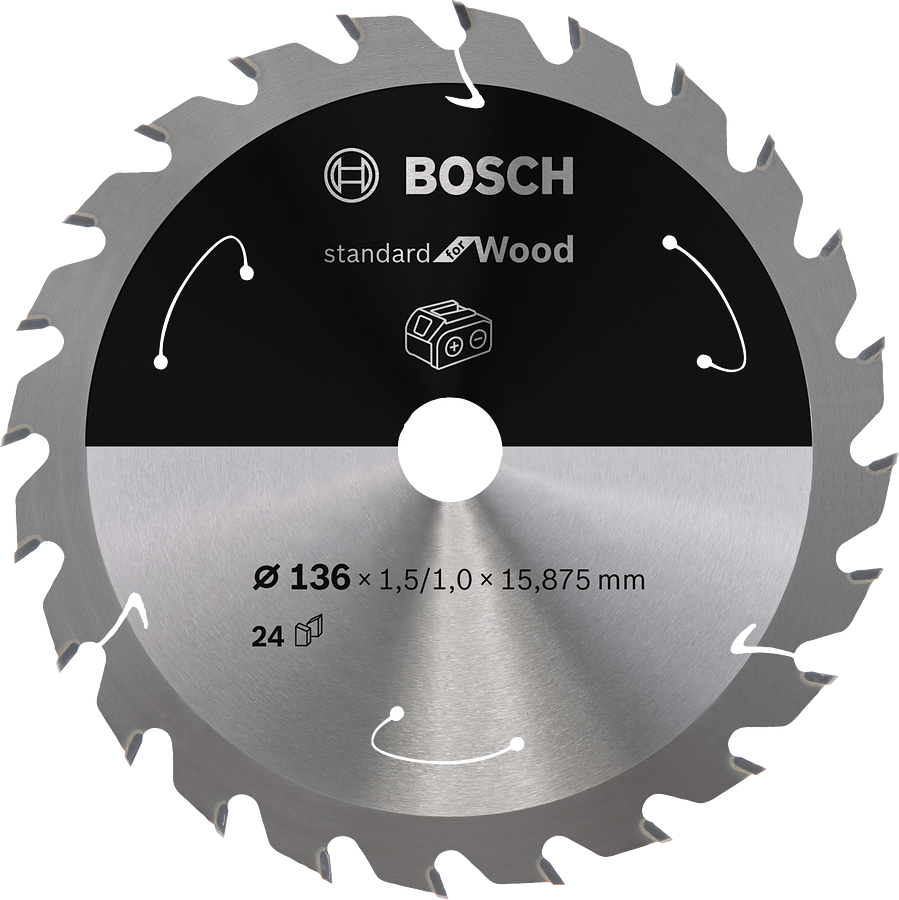 Levně BOSCH 136x15,8mm pilový kotouč na dřevo Standard for Wood (24 zubů)