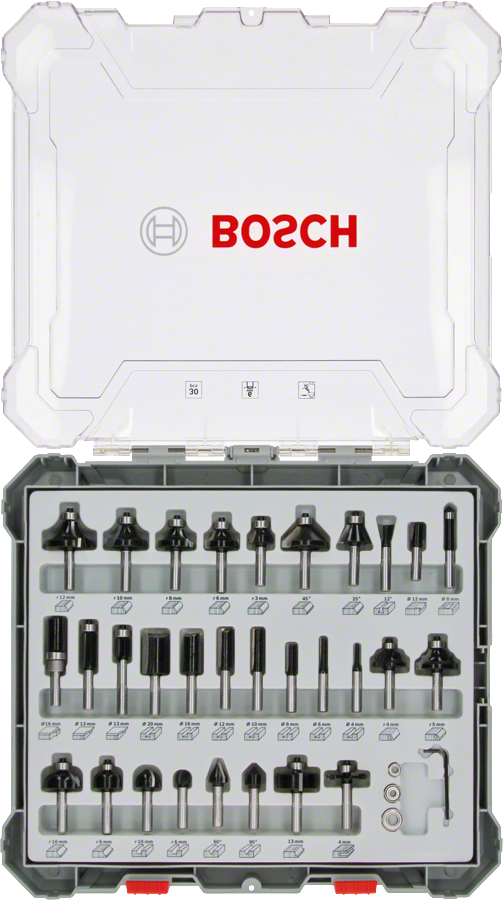 BOSCH 30dílná profesionální sada tvárových fréz - 6 mm