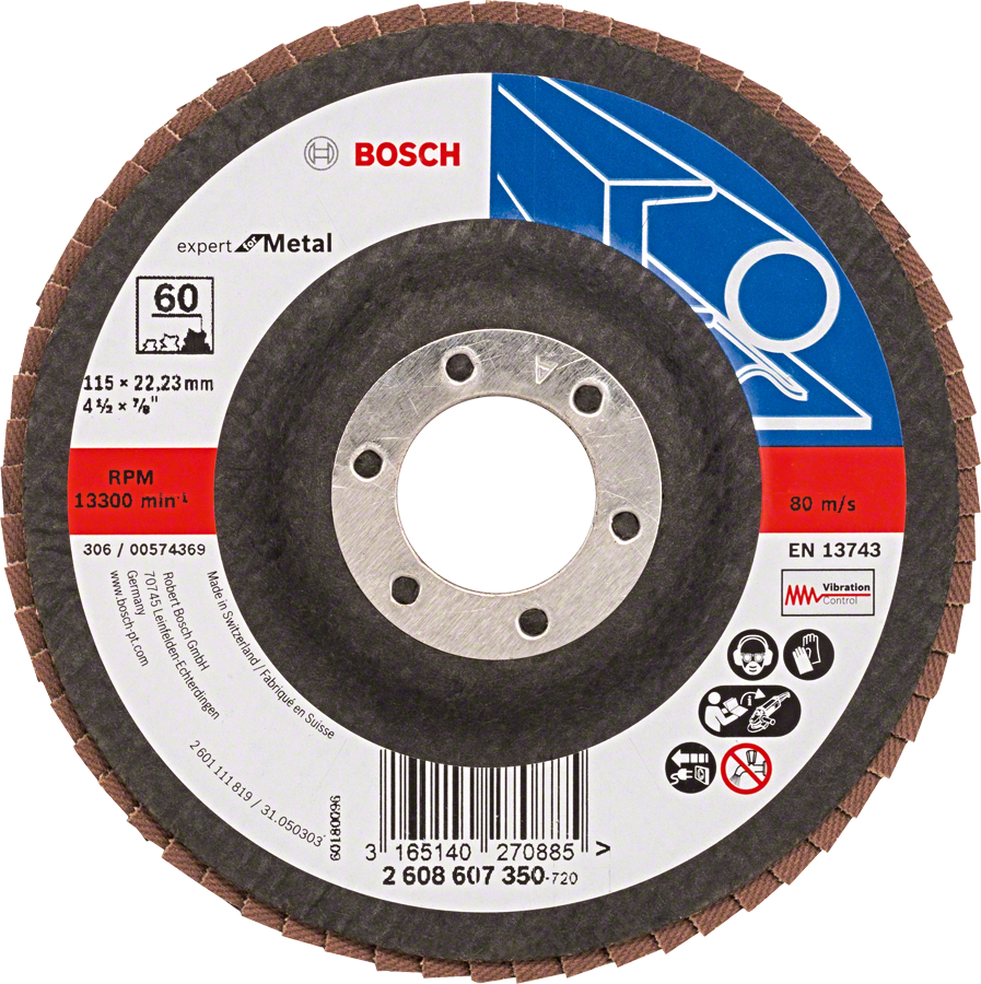 BOSCH X551 (G60) 115mm lamelový kotouč Expert for Metal - středně hrubý, rovný