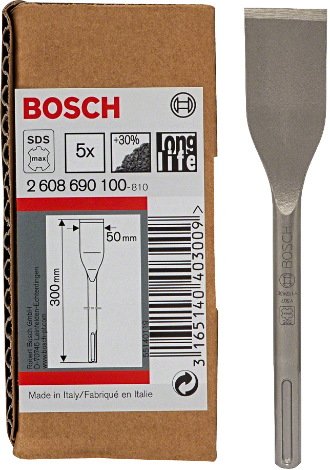 BOSCH sekáče na dlaždice a obklady SDS-max Longlife (300/50 mm), 5 ks