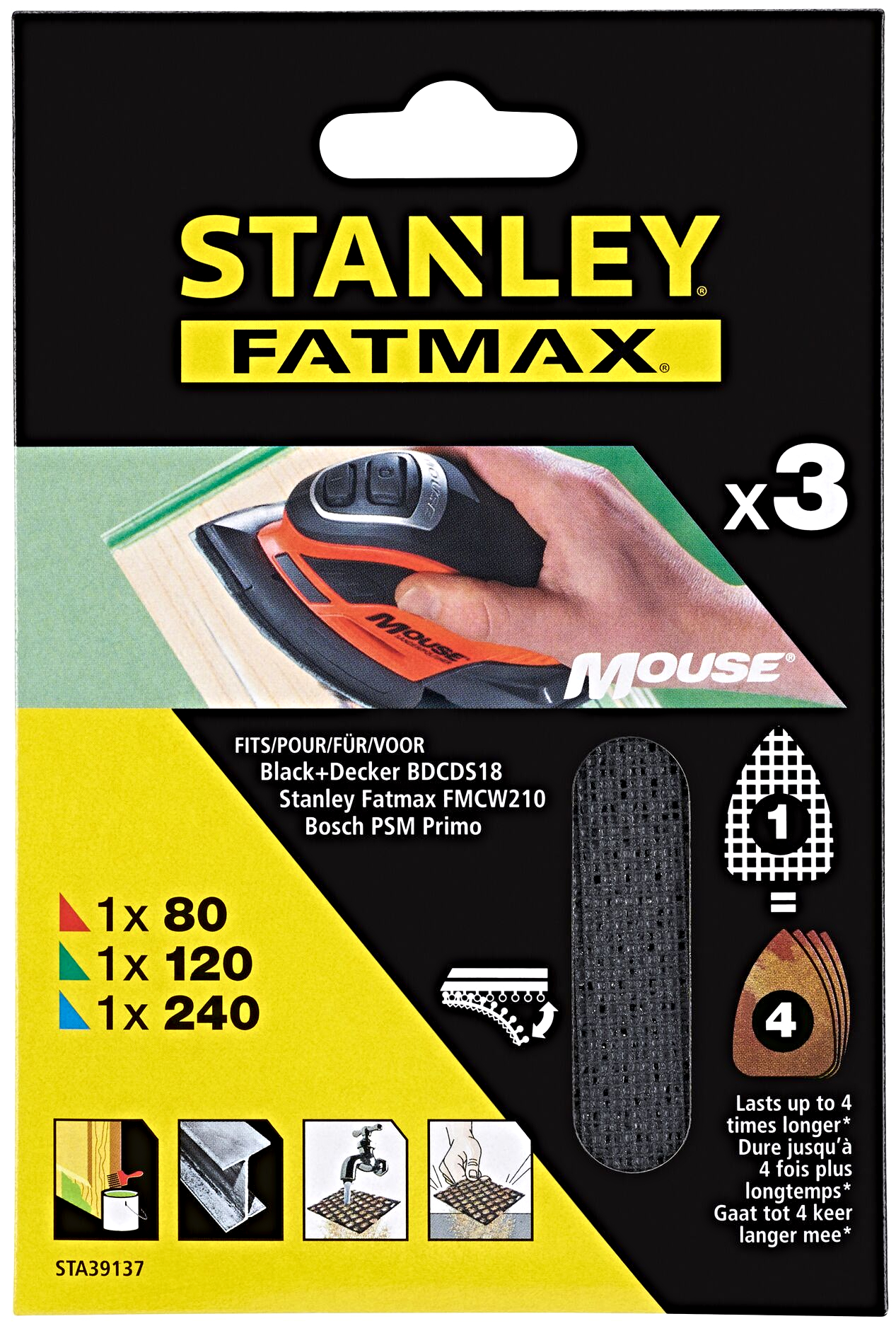 Levně STANLEY STA39137 sada brusných mřížek pro Mouse KA2000 (3 ks)