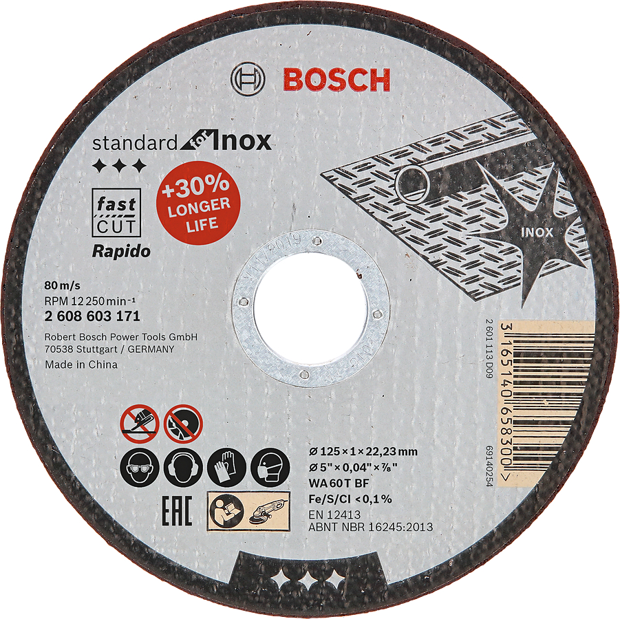 Levně BOSCH Standard for Inox rovný dělící kotouč na nerez 125mm (1.0 mm)