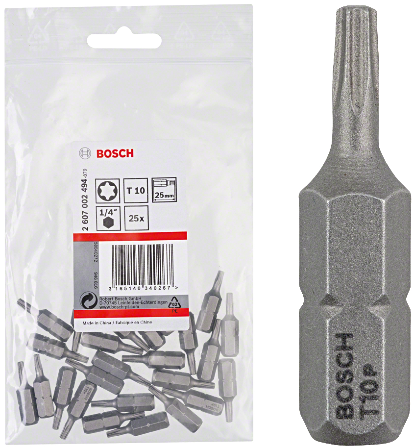 Levně BOSCH balení šroubovacích bitů Torx Extra-Hart T10 25mm (25 ks)