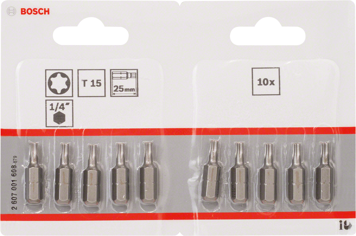 BOSCH šroubovací bit Torx Extra-Hart T15 25mm (10 ks) Obrázek