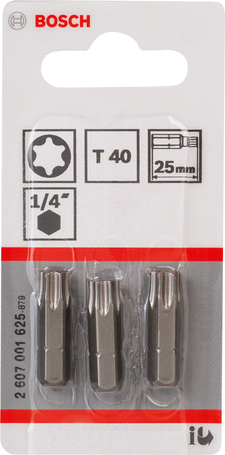 BOSCH šroubovací bity Torx Extra-Hart T40 25mm (3 ks) Obrázek
