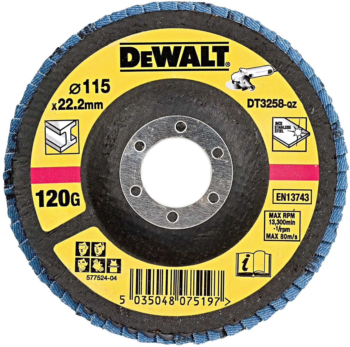 Levně DeWALT DT3258 (G120) 115mm lamelový kotouč na broušení kovu - jemný, lomený