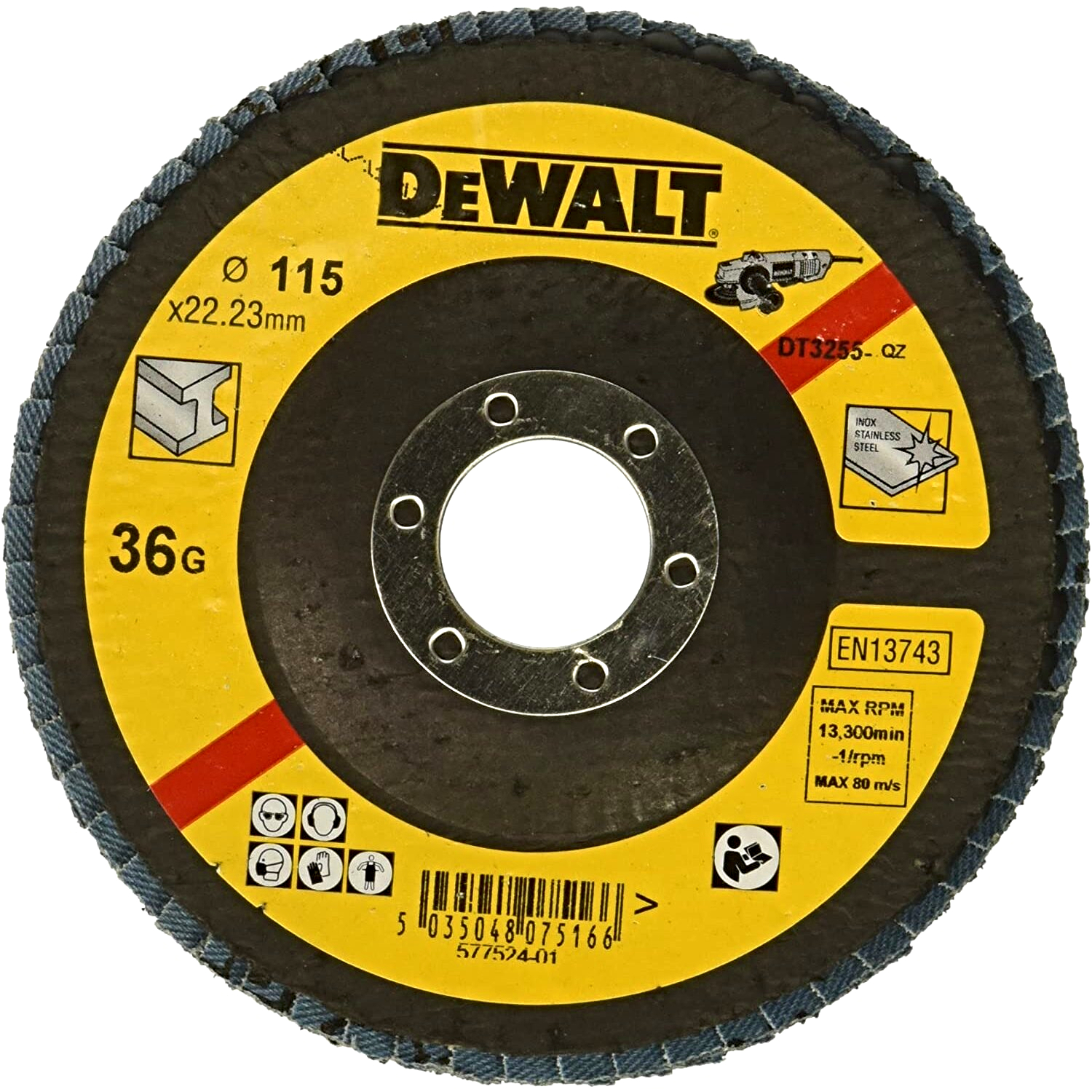 Levně DeWALT DT3255 (G36) 115mm lamelový brusný kotouč na kov - hrubý, prohnutý