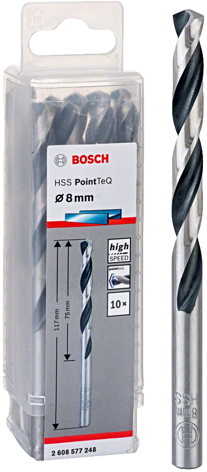 Levně BOSCH HSS PointTeQ spirálový vrták 8mm (10 ks)