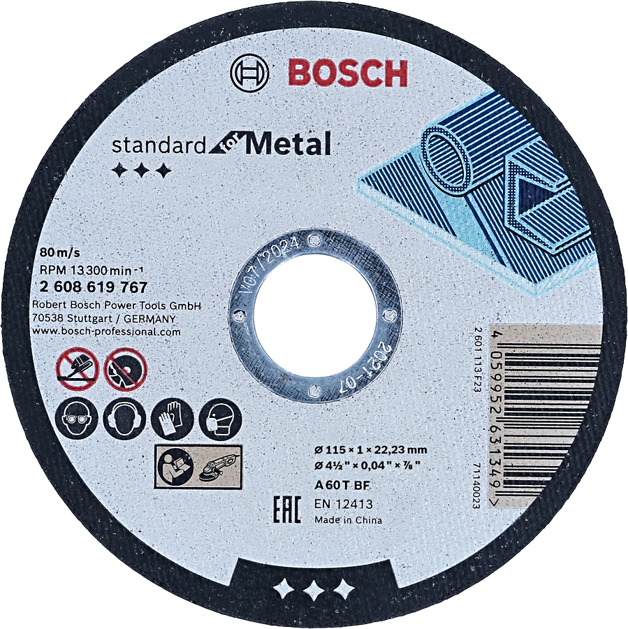 Levně BOSCH 115x22,23mm rovný řezný kotouč Standard for Metal (1.0 mm)