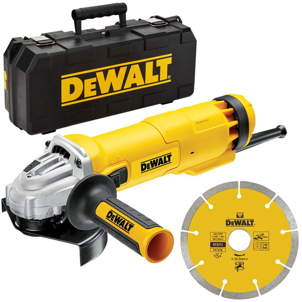 Levně DeWALT DWE4217KD 1200W/125mm úhlová bruska s kufrem + řezný DIA kotouč