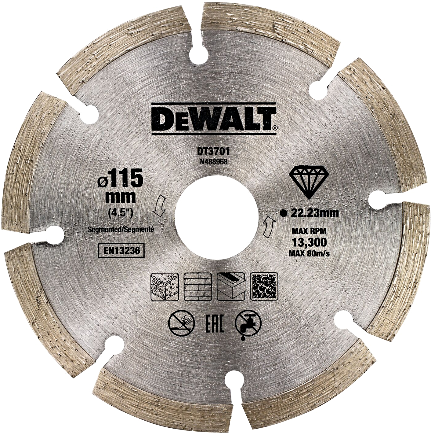 Levně DeWALT DT3701 115x22.23mm diamantový kotouč na řezání betonu a cihel