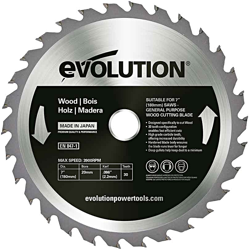 Levně EVOLUTION EV018030 180x20mm (30Z) pilový kotouč na dřevo