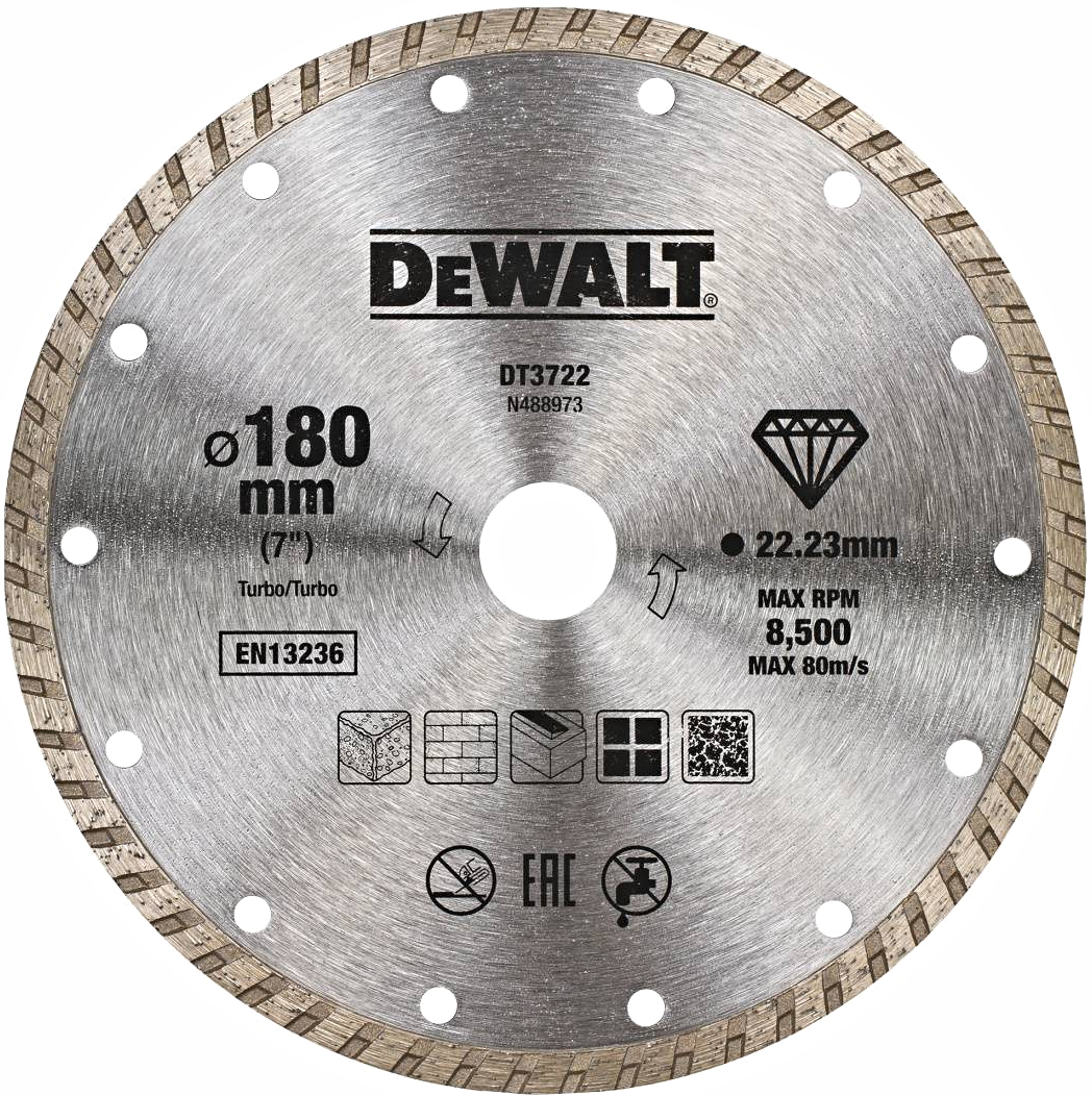 Levně DeWALT DT3722 180x22.23mm DIA kotouč Turbo na zdící materiály