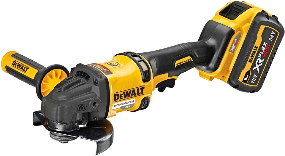 Levně DeWALT DCG418X2 FlexVolt 54V (2x9Ah) aku úhlová bruska