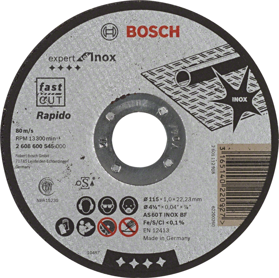 Levně BOSCH Expert for Inox rovný dělící kotouč na nerez 115mm (1.0 mm)