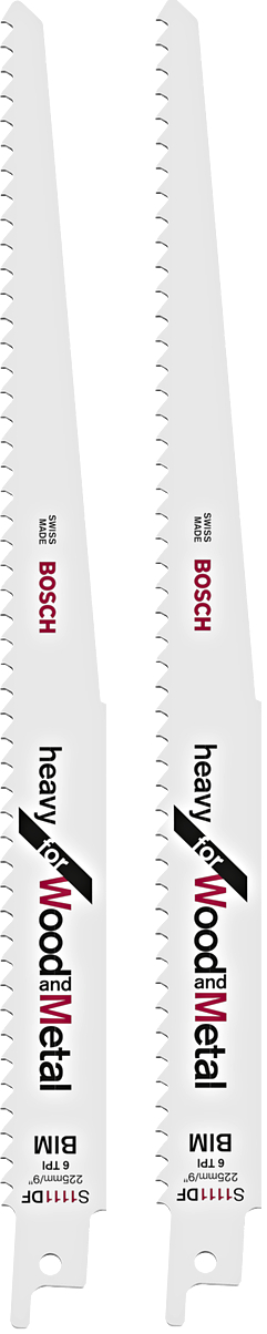 BOSCH S 1122 HF 225mm pilový plátek BIM na dřevo s kovem Heavy for Wood+Metal (2x) - pro pilu ocasku