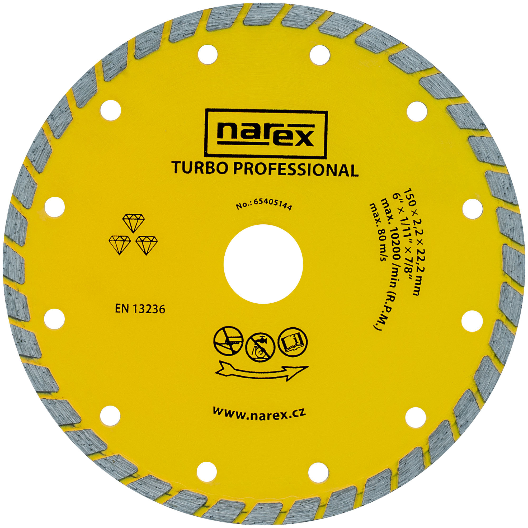 NAREX 150x22.23mm DIA dělící kotouč na stavební materiály TURBO PROFESSIONAL