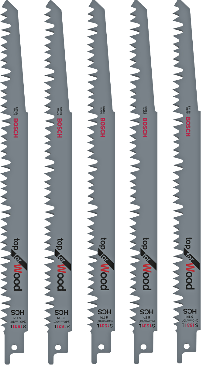 Levně BOSCH S 1531 L 240mm plátek HCS na rychlé řezy do čerstvého dřeva Top for Wood (5 ks)