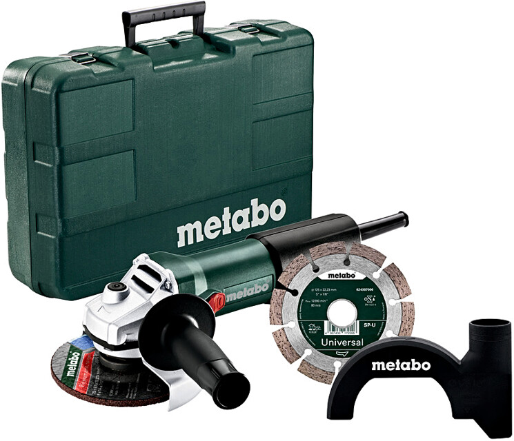 METABO WEV 850-125 Set úhlová bruska s kufrem + odsávací kryt CED / regulace / SoftStart