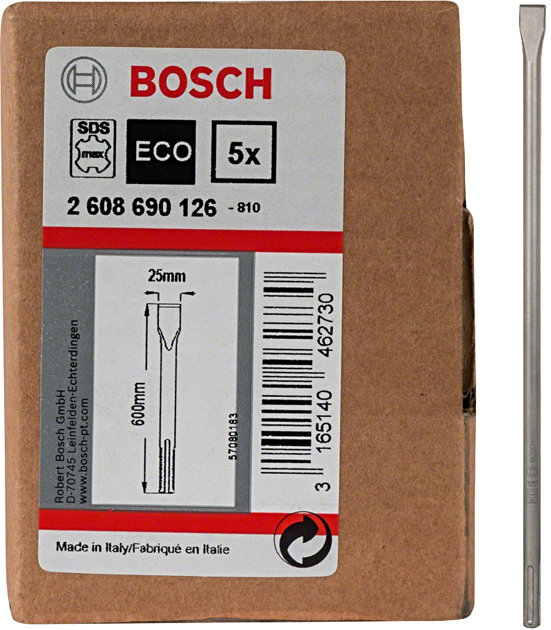 Levně BOSCH 600mm dlouhé ploché sekáče SDS-max ECO (600/25 mm), 5 ks