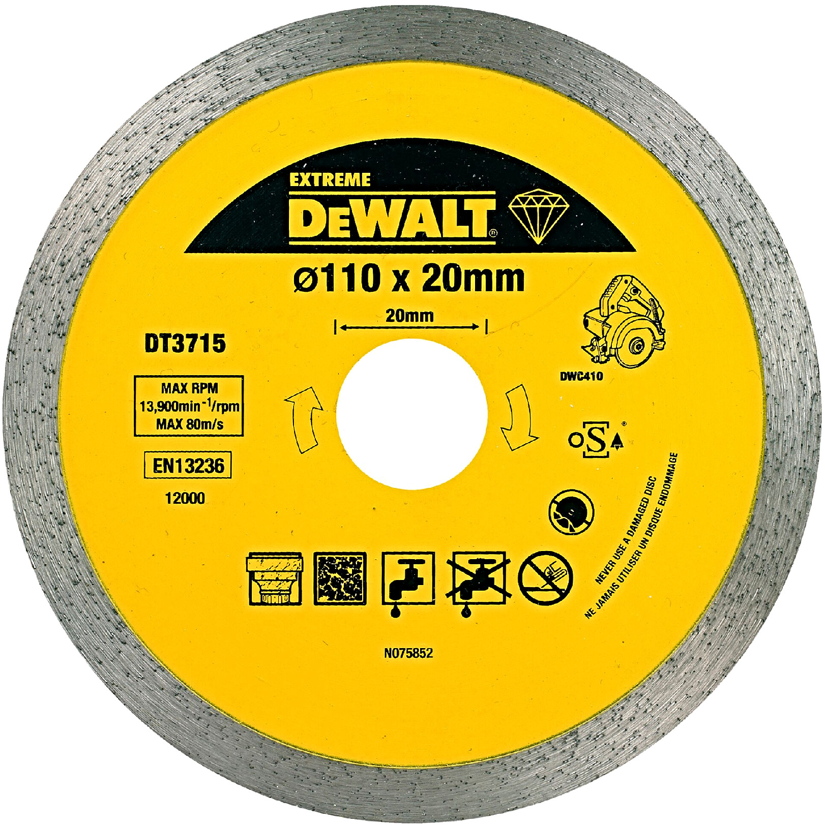 DeWALT DT3715 110x20mm DIA kotouč na jemné řezání obkladů EXTREME