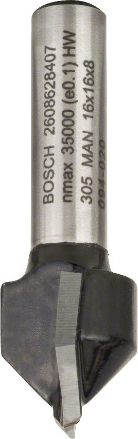 BOSCH 16x15,7mm (90 °) 8mm drážkovací fréza tvaru V Standard for Wood V-Groove Bit