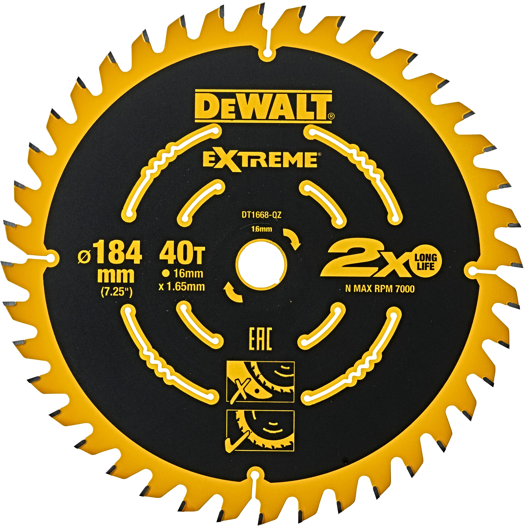 DeWALT DT1668 pilový kotouč Extreme (184mm/16mm), zubů 40