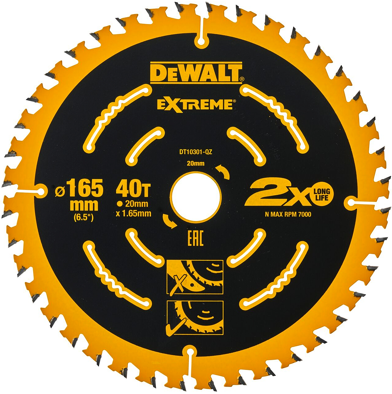 Levně DeWALT DT10301 pilový kotouč Extreme ATB 20° 165x20mm (40 zubů)