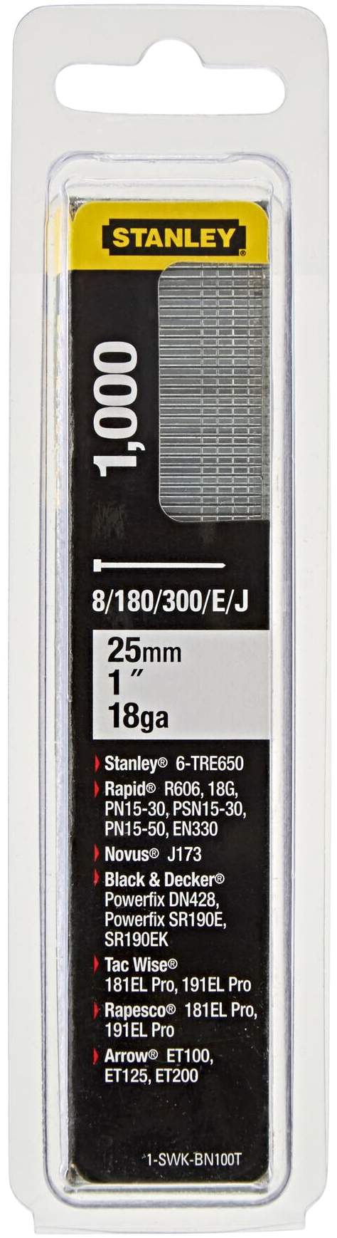 STANLEY 1-SWKBN100T kolářské hřebíčky typ J, 1000 ks - délka 25mm