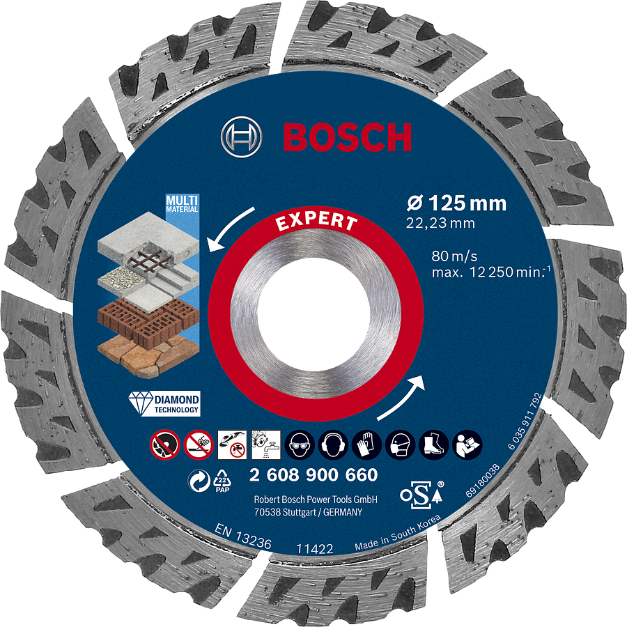 BOSCH Expert 125x22,23mm diamantový řezný kotouč MultiMaterial (2,2 mm)