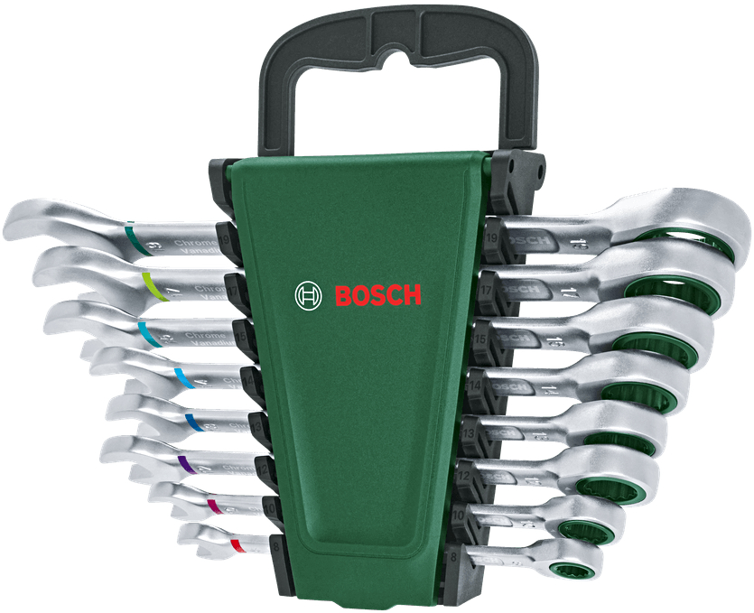 Levně BOSCH DIY 8dílná sada ráčnových kombinovaných klíčů 8, 10, 12, 13, 14, 15, 17 a 19 mm