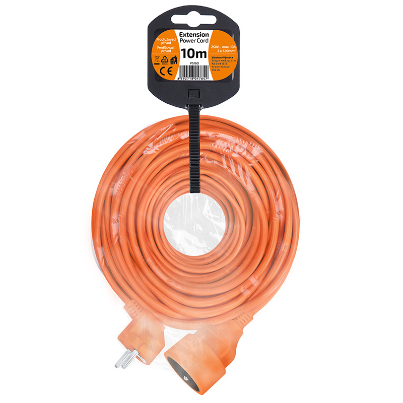SOLIGHT PS16O prodlužovací kabel - spojka, 1 zásuvka, 10m, 3 x 1mm2, oranžová Obrázek