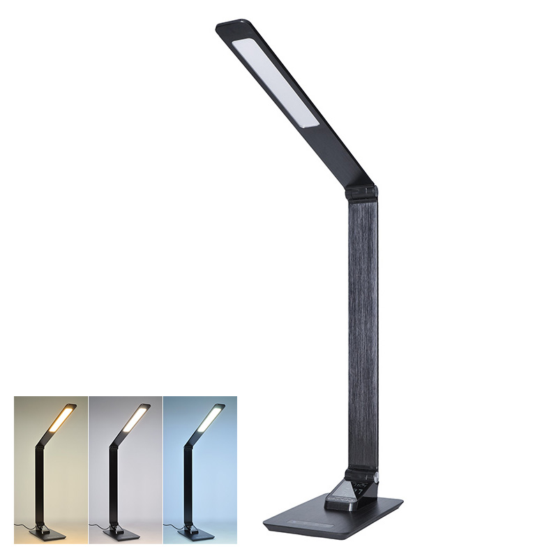 Levně SOLIGHT WO59-B LED stolní lampička stmívatelná, 8W, display, změna chromatičnosti, hliník, černá
