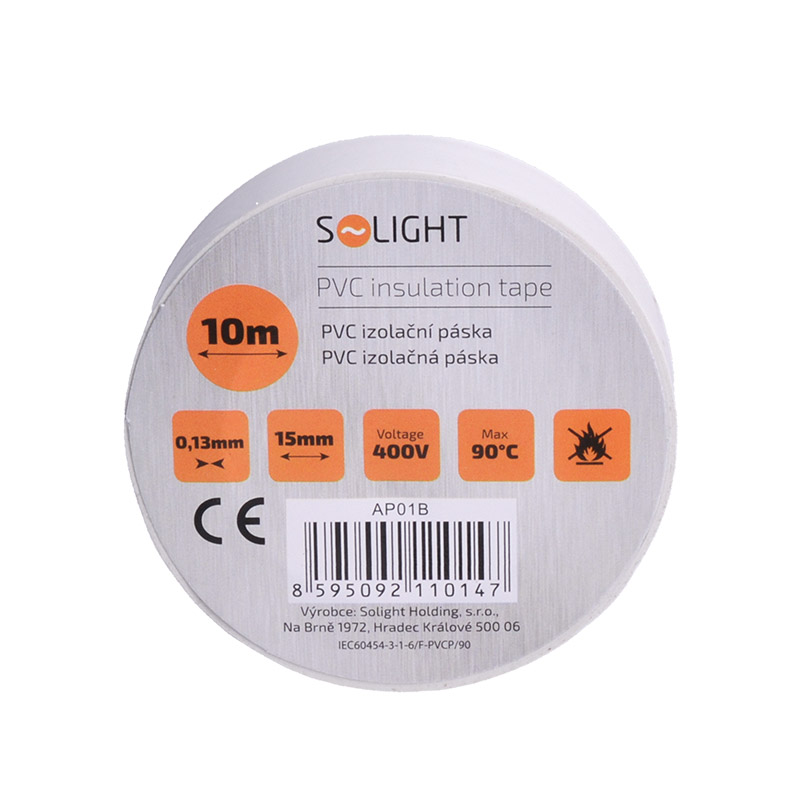 Levně SOLIGHT AP01B izolační páska, 15mm x 0,13mm x 10m, bílá