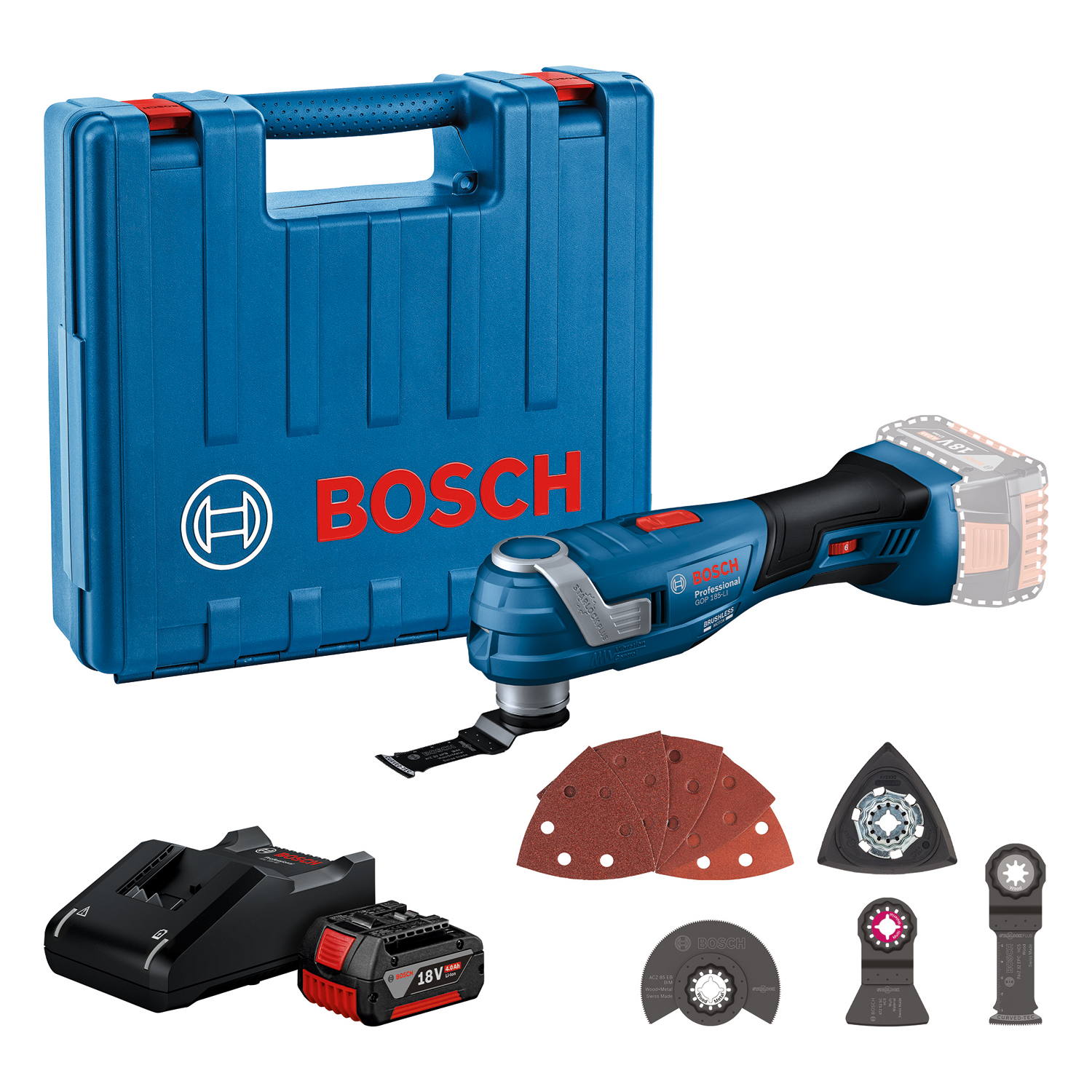 Levně BOSCH GOP 185-LI (1x4,0Ah) oscilační nářadí