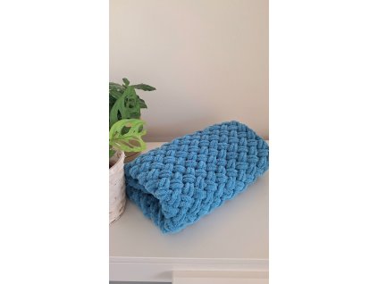 PLETENÁ PUFFY DEKA - PETROLEJ