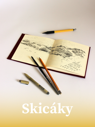 skicák v plátné vazbě