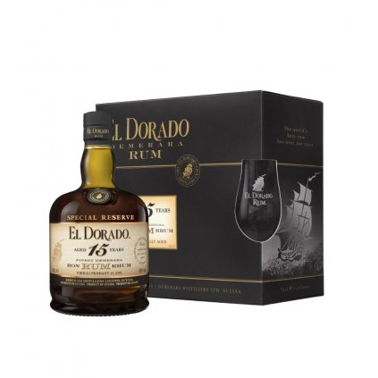El Dorado Rum 15YO 43% 0,7l (dárkové balení 2 skleničky)
