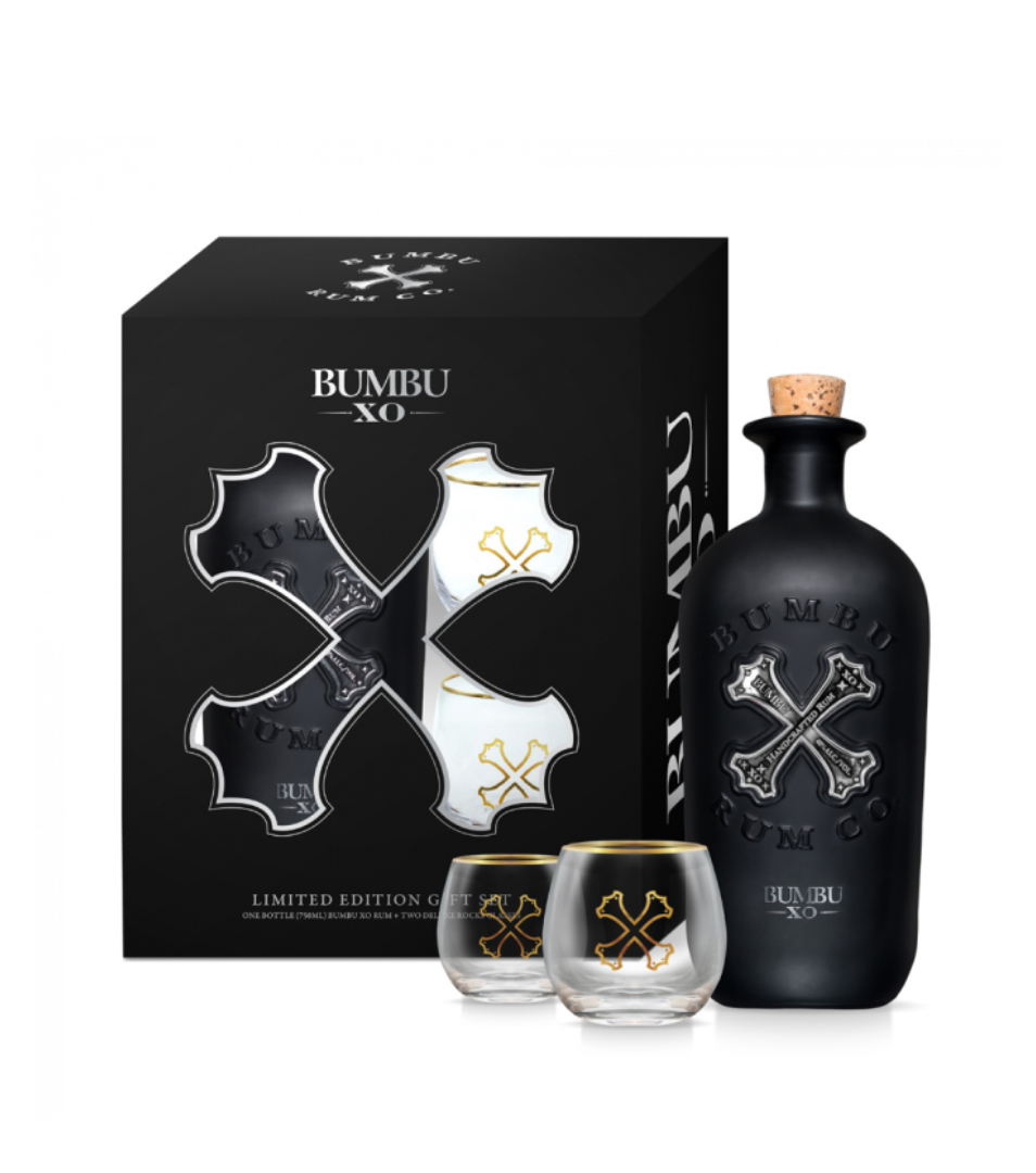 Bumbu Rum XO 40% 0,7l + 2 skleničky (dárkové balení 2 sklenice)