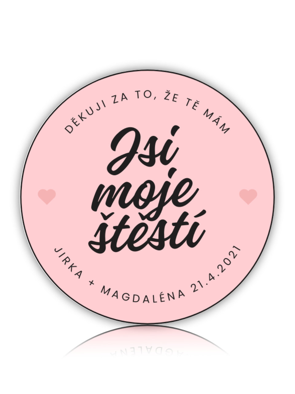 Dárková nálepka - Jsi moje štěstí + jména a datum