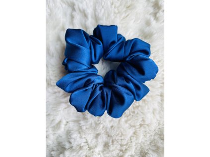 Saténová gumička - Modrá