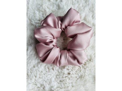 Saténová gumička - Pudrově růžová
