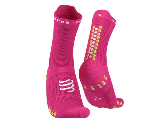 pro racing socks v4 0 run high fluo pink primrose t1