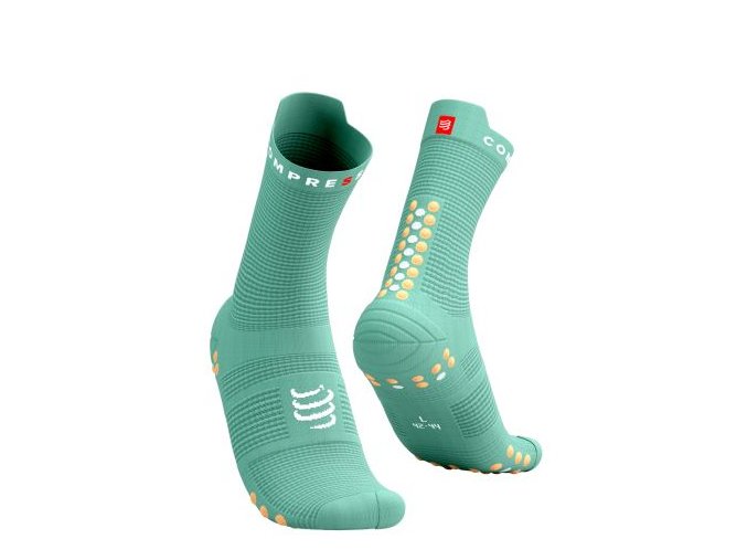 pro racing socks v4 0 run high creme de menthe papaya punch t1