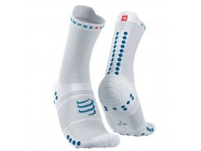 pro racing socks v4 0 run high white fjord blue t1